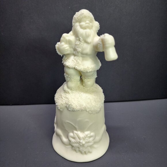 Vintage Ceramic Santa Clause Hand Bell Figurine White 5.5'' Tall - Picture 1 of 7